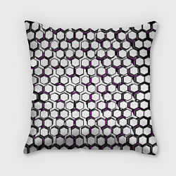 Подушка квадратная Киберпанк узор из шестиугольников розовый, цвет: 3D-принт
