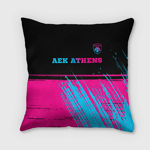 Подушка квадратная AEK Athens - neon gradient посередине / 3D-принт – фото 1