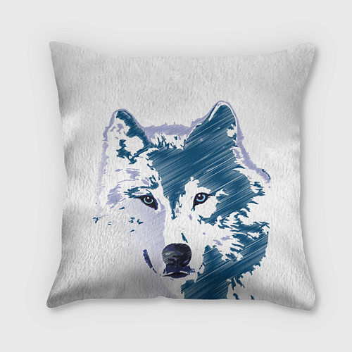 Подушка квадратная Волк темно-синий / 3D-принт – фото 1