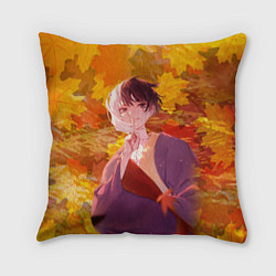 Подушка квадратная Гэн Асагири на фоне листвы из Доктора Стоуна, цвет: 3D-принт