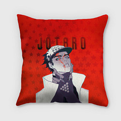 Подушка квадратная Джотаро Куджо на фоне звездочек из ДжоДжо, цвет: 3D-принт