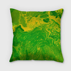 Подушка квадратная Зеленые подтеки, цвет: 3D-принт