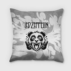 Подушка квадратная Led Zeppelin рок панда на светлом фоне