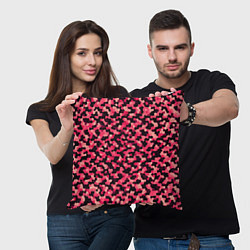 Подушка квадратная Мозаика красно-бордовый, цвет: 3D-принт — фото 2