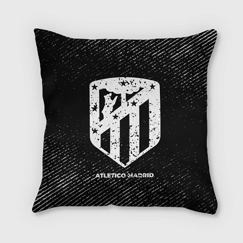 Подушка квадратная Atletico Madrid с потертостями на темном фоне / 3D-принт – фото 1