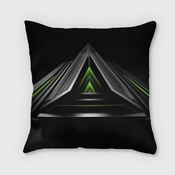 Подушка квадратная Black green abstract nvidia style, цвет: 3D-принт