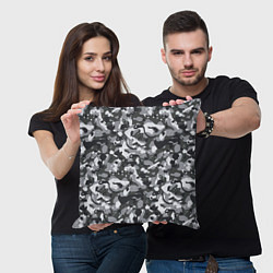 Подушка квадратная Серый пиксельный камуфляж, цвет: 3D-принт — фото 2