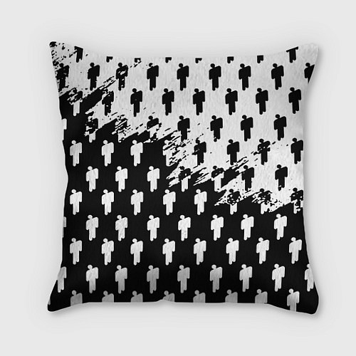 Подушка квадратная Billie Eilish pattern black / 3D-принт – фото 1