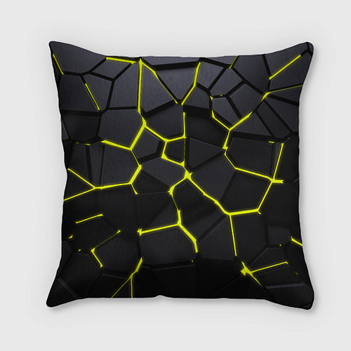 Подушка квадратная Желтые плиты киберпанк / 3D-принт – фото 1