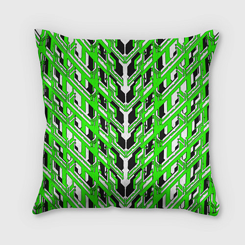Подушка квадратная Зелёная техно броня / 3D-принт – фото 1