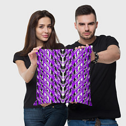 Подушка квадратная Фиолетовая техно броня, цвет: 3D-принт — фото 2