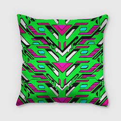 Подушка квадратная Техно броня розово-зелёная, цвет: 3D-принт