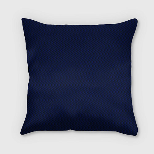 Подушка квадратная Тёмно-синий волнистые линии / 3D-принт – фото 1