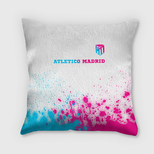 Подушка квадратная Atletico Madrid neon gradient style посередине / 3D-принт – фото 1