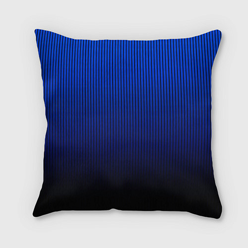 Подушка квадратная Полосатый градиент сине-чёрный / 3D-принт – фото 1