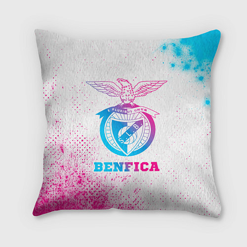 Подушка квадратная Benfica neon gradient style / 3D-принт – фото 1