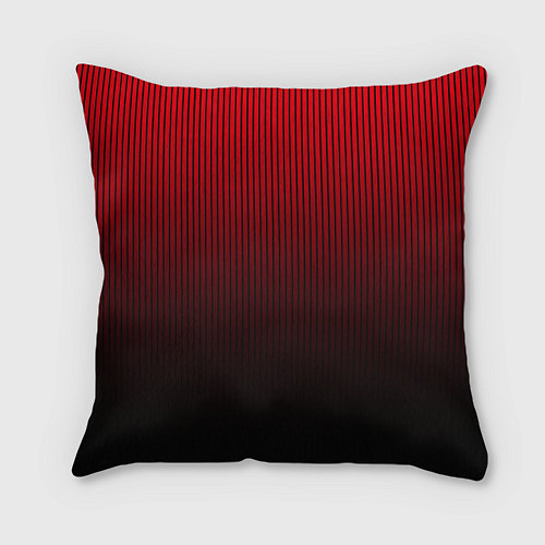 Подушка квадратная Красно-чёрный градиент в полоску / 3D-принт – фото 1
