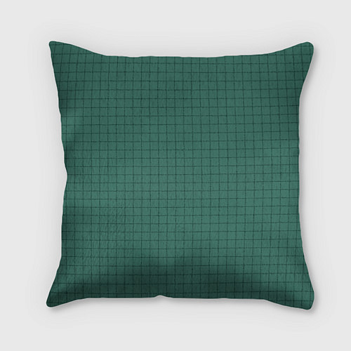 Подушка квадратная Патиново-зелёный в клетку / 3D-принт – фото 1