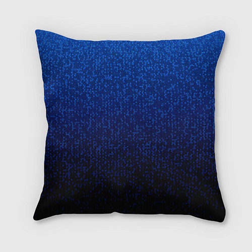 Подушка квадратная Градиент мелкая мозаика сине-чёрный / 3D-принт – фото 1