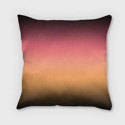 Подушка квадратная Градиент затемнённый розово-жёлтый / 3D-принт – фото 1