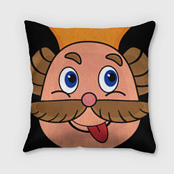 Подушка квадратная Веселый король смайликов - Funny king emoji, цвет: 3D-принт