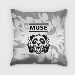 Подушка квадратная Muse рок панда на светлом фоне, цвет: 3D-принт