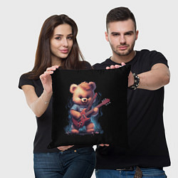 Подушка квадратная Большой плюшевый медведь играет на гитаре, цвет: 3D-принт — фото 2