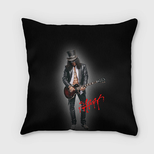 Подушка квадратная Слэш музыкант группы Guns N Roses / 3D-принт – фото 1