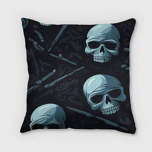 Подушка квадратная Черепа и ножи / 3D-принт – фото 1