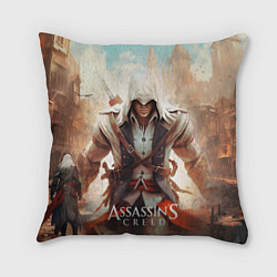 Подушка квадратная Assassins creed большой город, цвет: 3D-принт