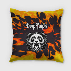 Подушка квадратная Deep Purple рок панда и огонь, цвет: 3D-принт