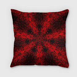 Подушка квадратная Мандала абстрактная красно-чёрный, цвет: 3D-принт