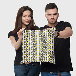 Подушка квадратная Жёлто-белый паттерн конструкция, цвет: 3D-принт — фото 2