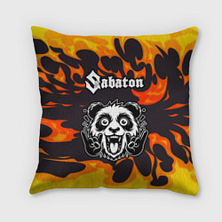 Подушка квадратная Sabaton рок панда и огонь