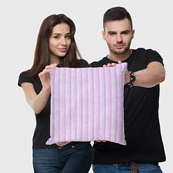 Подушка квадратная Светло-сиреневый полосатый, цвет: 3D-принт — фото 2