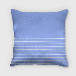 Подушка квадратная Светлый сиреневый с белыми полосами, цвет: 3D-принт