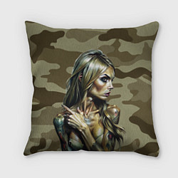 Подушка квадратная Красивая девушка с татуировками, цвет: 3D-принт