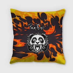 Подушка квадратная Pink Floyd рок панда и огонь, цвет: 3D-принт