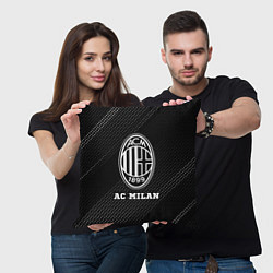 Подушка квадратная AC Milan sport на темном фоне, цвет: 3D-принт — фото 2