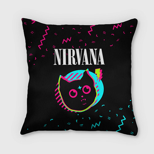Подушка квадратная Nirvana - rock star cat / 3D-принт – фото 1