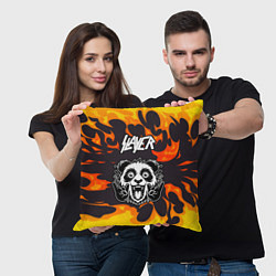 Подушка квадратная Slayer рок панда и огонь, цвет: 3D-принт — фото 2