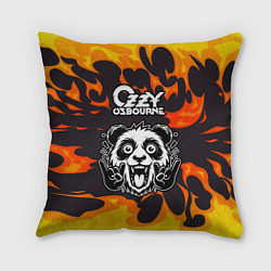 Подушка квадратная Ozzy Osbourne рок панда и огонь