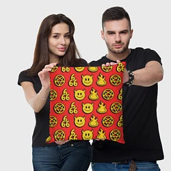 Подушка квадратная 666 y2k emoji pattern, цвет: 3D-принт — фото 2