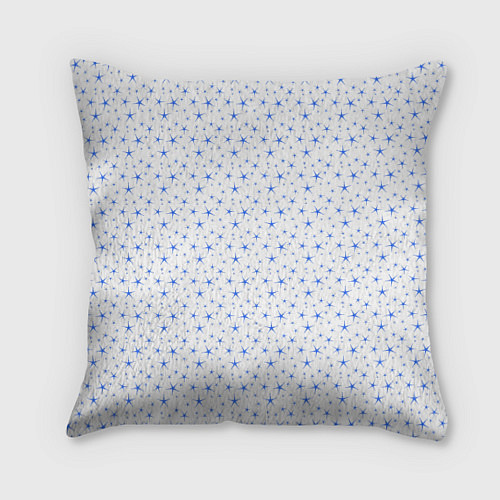 Подушка квадратная Белый с голубыми звёздочками / 3D-принт – фото 1