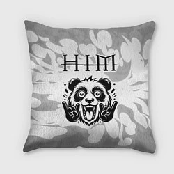 Подушка квадратная HIM рок панда на светлом фоне, цвет: 3D-принт