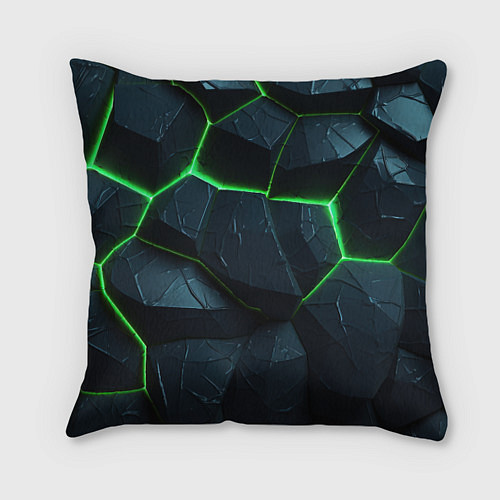 Подушка квадратная Abstract dark green geometry style / 3D-принт – фото 1
