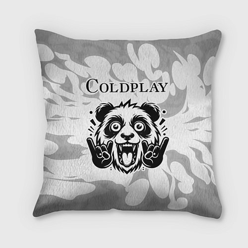Подушка квадратная Coldplay рок панда на светлом фоне / 3D-принт – фото 1