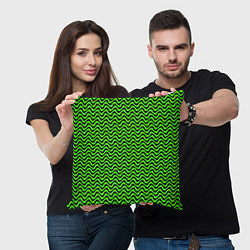 Подушка квадратная Искажённые полосы кислотный зелёный, цвет: 3D-принт — фото 2