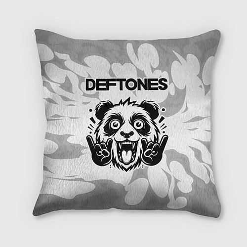 Подушка квадратная Deftones рок панда на светлом фоне / 3D-принт – фото 1