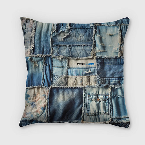 Подушка квадратная Patchwork denim - vogue / 3D-принт – фото 1